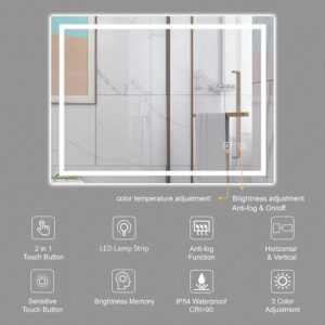 bathroom mirror with lighting for makeup touch control lights